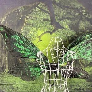 Green and black large fairy wings